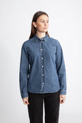 Bea Noa Ls Fittied Denim Shirt - Medium Blue Denim