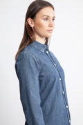Bea Noa Ls Fittied Denim Shirt - Medium Blue Denim