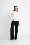 Lulu Ls Knit O-Neck B Noos - Snow White Melange