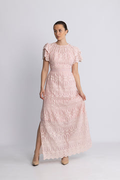 Philine Maxi Dress - Pink Embroidery
