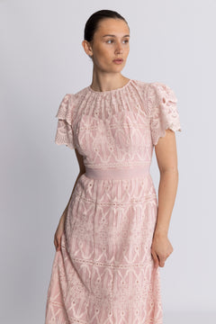 Philine Maxi Dress - Pink Embroidery