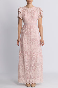 Philine Maxi Dress - Pink Embroidery