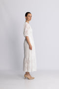 Nayacc Anglaise Pleat Dress - White