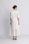 Nayacc Anglaise Pleat Dress - White
