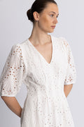 Nayacc Anglaise Pleat Dress - White