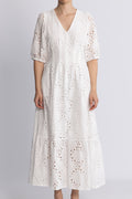 Nayacc Anglaise Pleat Dress - White