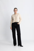 Sia Ras Ls Knit O-Neck Cardigan - Birch Melange