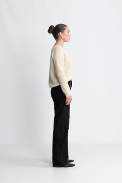 Sia Ras Ls Knit O-Neck Cardigan - Birch Melange