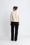 Sia Ras Ls Knit O-Neck Cardigan - Birch Melange