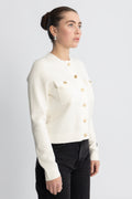 Allie Solid Cardigan - Ecru