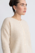 Sia Ras Ls Knit O-Neck Cardigan - Birch Melange
