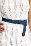 Shiny Silk Elastic Belt - Navy