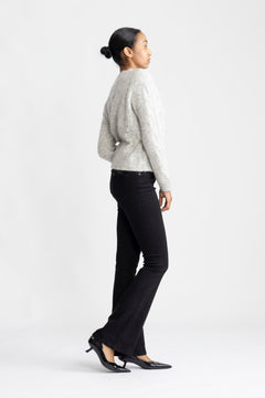 Vera Ls Knit Belt Cardigan - Light Grey Melange