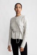 Vera Ls Knit Belt Cardigan - Light Grey Melange