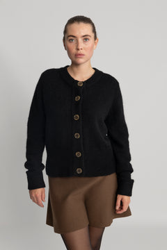Sia Ras Ls Knit Cardigan - Black