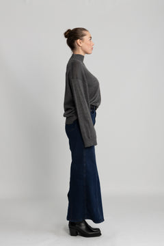 Hella Ls Knit High Neck - Medium Grey Melange