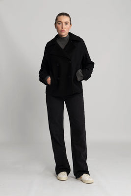 Alma Short Wool Jacket - Black