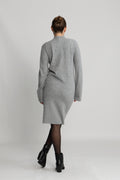 Yasemilie Ls Funnel Knit Dress - Light Grey Melange