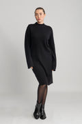 Yasemilie Ls Funnel Knit Dress - Black