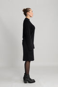 Yasemilie Ls Funnel Knit Dress - Black