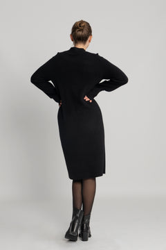 Yasemilie Ls Funnel Knit Dress - Black