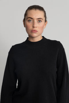 Yasemilie Ls Funnel Knit Dress - Black