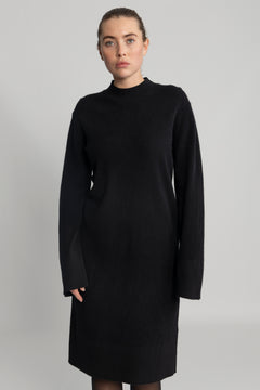 Yasemilie Ls Funnel Knit Dress - Black