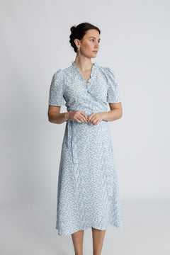 Peony Dress - Blue/White