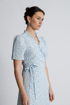 Peony Dress - Blue/White