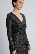 Olivia V-Neck Dress - Black/Metallic