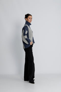 Isa Sweater - Blue With Grey Melange