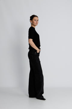 Yaslena Ss Knit Pullover S. - Black