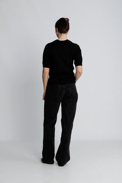 Yaslena Ss Knit Pullover S. - Black