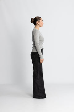 Rigmor Avalina Rib Cardigan - Light Grey Melange