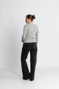 Rigmor Avalina Rib Cardigan - Light Grey Melange