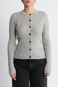 Rigmor Avalina Rib Cardigan - Light Grey Melange