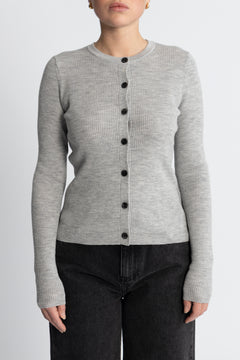 Rigmor Avalina Rib Cardigan - Light Grey Melange