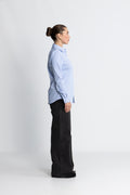 Romie Ls Striped Fitted Shirt - Bright White Blue
