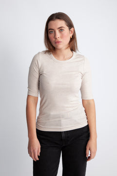 Dianna 2/4 O-Neck Top Noos - Oatmeal Melange