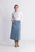 Krista-Gerda Hw Li Blu Max Skirt Noos - Light Blue Denim