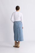 Krista-Gerda Hw Li Blu Max Skirt Noos - Light Blue Denim