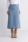 Krista-Gerda Hw Li Blu Max Skirt Noos - Light Blue Denim