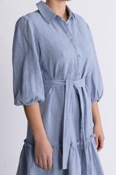 Linen Dress - Dusty Blue