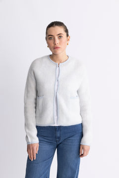 Eliza Nenaya Cardigan Stp - Skyway Egret