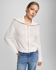 Daina Zip Cardigan - Egret