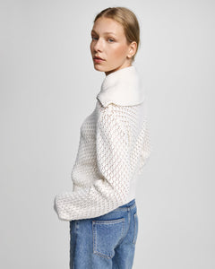 Daina Zip Cardigan - Egret