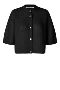 Andrea Knit Rib Cardigan - Black