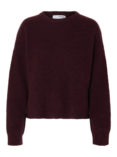 Sia Ras Ls Knit New O-Neck - Fig Melange