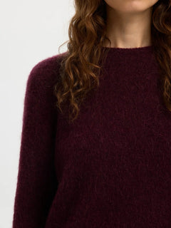 Lulu Brushed Ls Knit O-Neck - Fig Melange