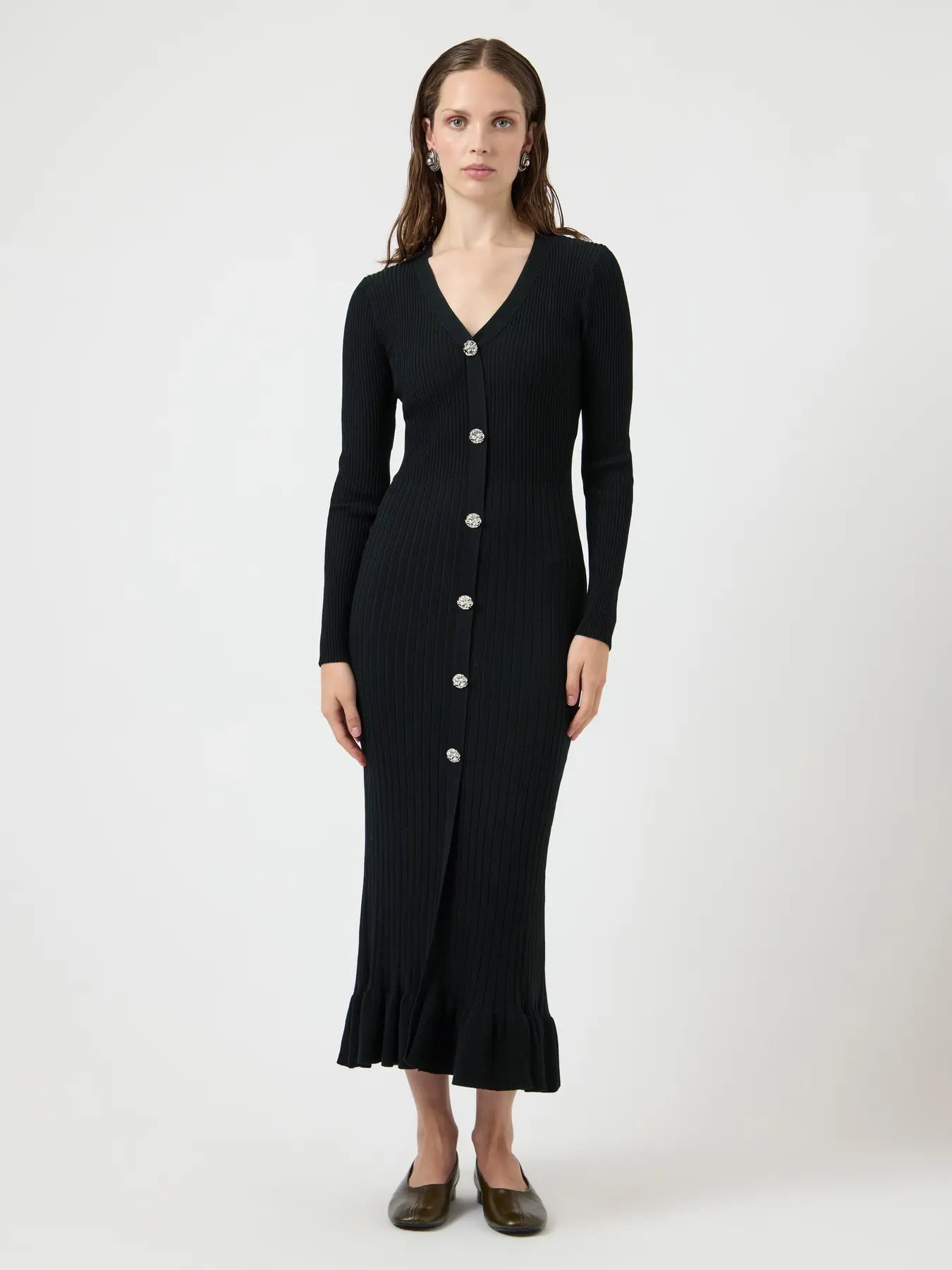 Yasmikla Ls Long Knit Dress - Black